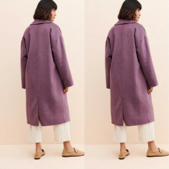 NWT FREE PEOPLE Adore You Wool Long Coat Purple Large - Picture 2 of 6